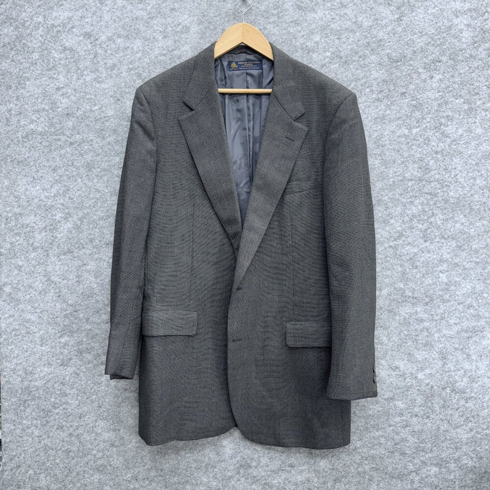 Brooks Brothers Men's Blazer 44L Single Breasted Luxury 100% Pure Wool Gray, USA